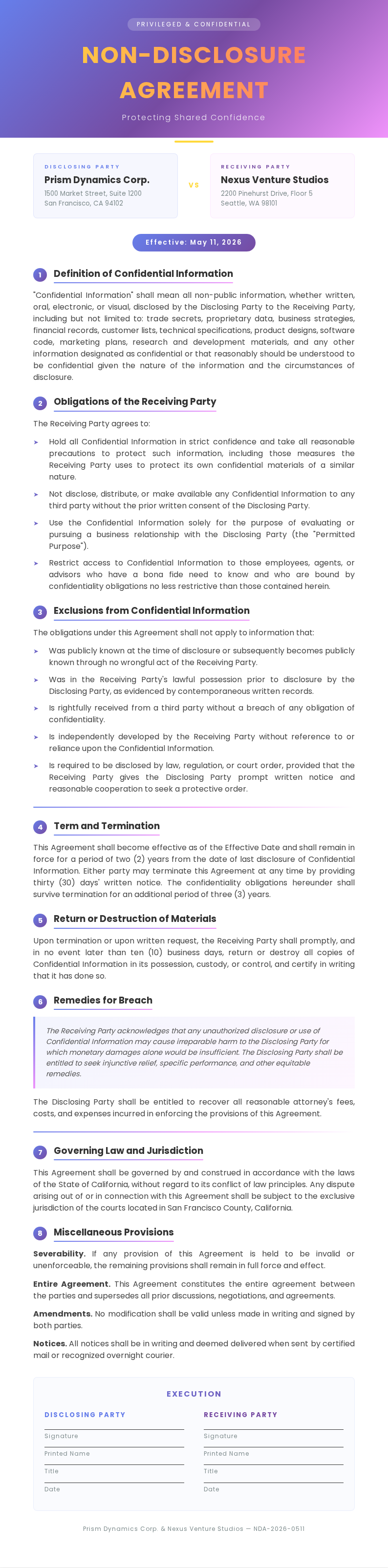 Gradient bold Non Disclosure Agreement